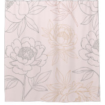 Elegant Blush Pink and Gold Peony Floral Pattern