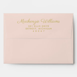 Elegant Blush Pink and Gold Stripes Wedding Envelope