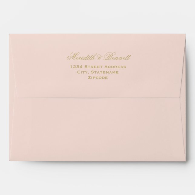 Elegant Blush Pink and Gold Wedding Envelope (Back (Top Flap))