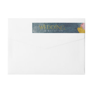 Elegant blush pink and gray watercolor custom wrap around label