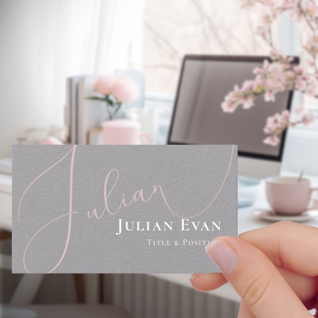 Elegant Blush Pink and Grey Business Card (Creator Uploaded)