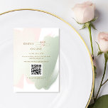 Elegant Blush Pink and Sage RSVP Online, QR Code  Enclosure Card<br><div class="desc">Elegant RSVP online wedding enclosure card featuring soft sage green and blush pink hues in delicate brush strokes, this design evokes a modern, yet timeless feel perfect for your special day. "Rsvp" is printed in faux gold foil, adding a touch of luxury and sophistication, while the rest of the text...</div>