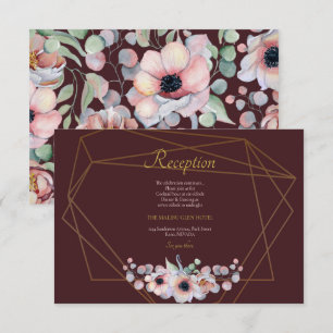 Elegant Blush Pink Anemone Floral Geometric Frames Enclosure Card