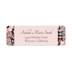 Elegant Blush Pink Anemone Floral Geometric Frames Return Address Label