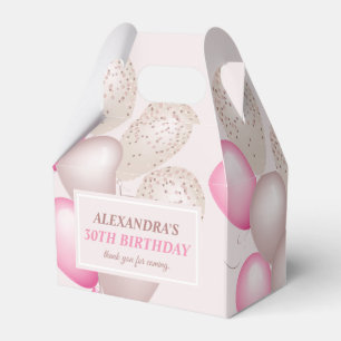 Elegant Blush Pink Balloons Thank you Birthday Favour Box