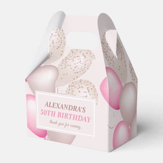 Elegant Blush Pink Balloons Thank you Birthday Favour Box (Front Side)