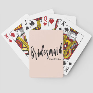 Elegant blush pink & black bridesmaid playing cards