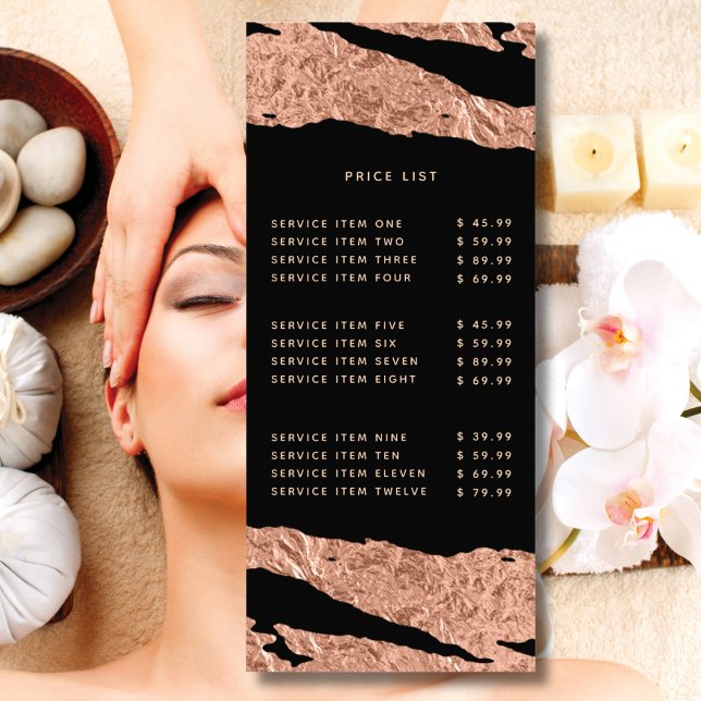 Elegant Blush Pink Black Modern Salon Business Spa Rack Card (Creator Uploaded)