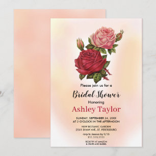 Elegant blush pink blossoms floral Bridal Shower Invitation
