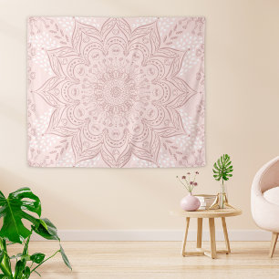 Elegant Blush Pink Boho Mandala Girly Tapestry