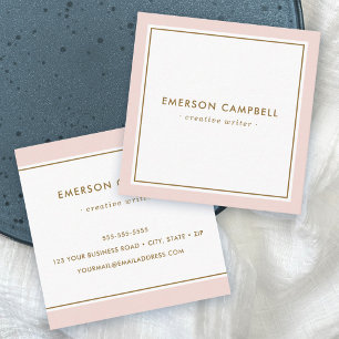 Elegant blush pink border minimal professional square business card