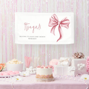 Elegant Blush Pink Bow Baby Shower Banner