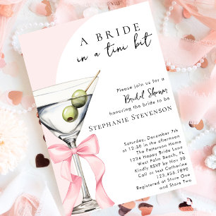 Elegant Blush Pink Bow Dirty Martini Bridal Shower Invitation