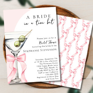 Elegant Blush Pink Bow Dirty Martini Bridal Shower Invitation
