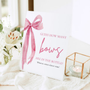 Elegant Blush Pink Bow Guess How Many Bows Game Pedestal Sign