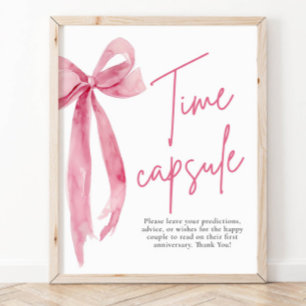 Elegant Blush Pink Bow Time Capsule Game Sign