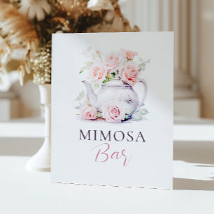 Elegant Blush Pink Bridal Shower Mimosa Bar  Pedestal Sign