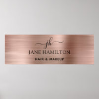 Elegant Blush Pink Brushed Metal Business Poster