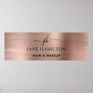 Elegant Blush Pink Brushed Metal Business Poster