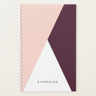 Elegant blush pink & burgundy geometric triangles planner