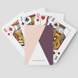 Elegant blush pink & burgundy geometric triangles playing cards