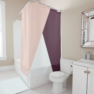 Elegant blush pink & burgundy geometric triangles shower curtain