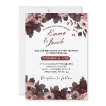 Elegant Blush Pink Burgundy Rose Boho Wedding