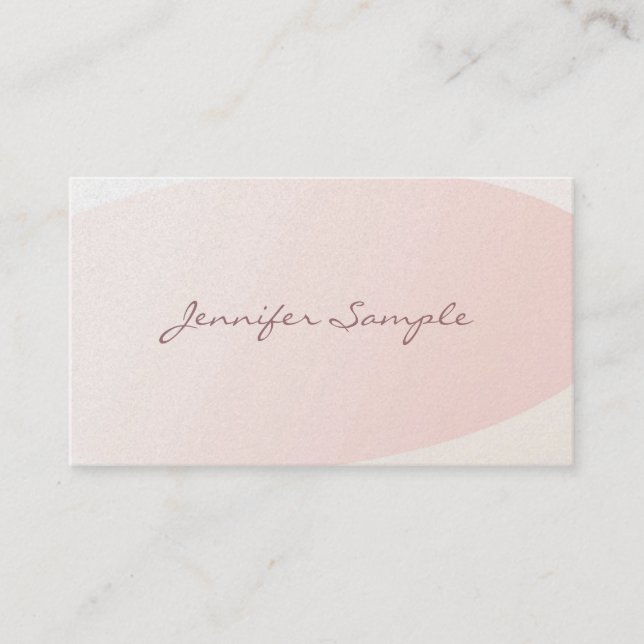Elegant Blush Pink Calligraphy Plain Trendy Luxury Business Card (Front)