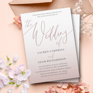 Elegant Blush Pink Calligraphy The Wedding Of Invitation