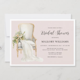 Elegant Blush Pink Chair Bridal Shower Invitation