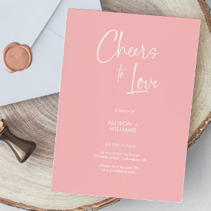 Elegant Blush Pink Cheers to Love Script Wedding Invitation