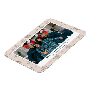 Elegant Blush Pink Christmas Greetings with Photo Magnet