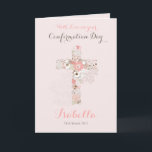 Elegant blush pink confirmation floral cross name card<br><div class="desc">Elegant Folded Card for confirmation with a floral cross on a blush pink backdrop. Personalize front with text,  name and date... inside with bible verse and text.</div>