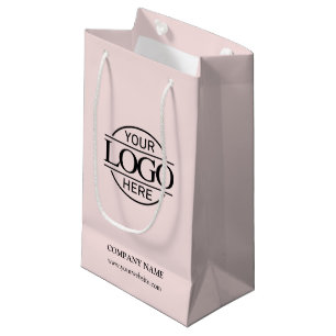 Elegant Blush Pink Corporate Company Business Logo Small Gift Bag