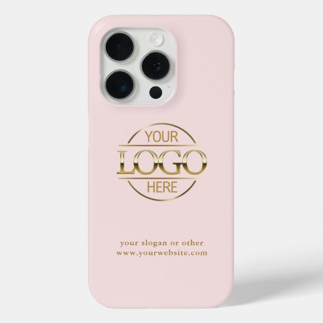 Elegant Blush Pink Custom Business Logo Case (Back)