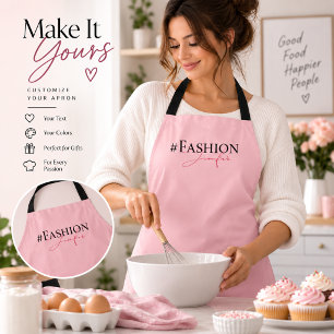 Elegant Blush Pink Custom Hashtag & Name Business Apron
