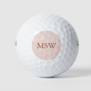 Elegant blush pink custom monogram initials chic golf balls