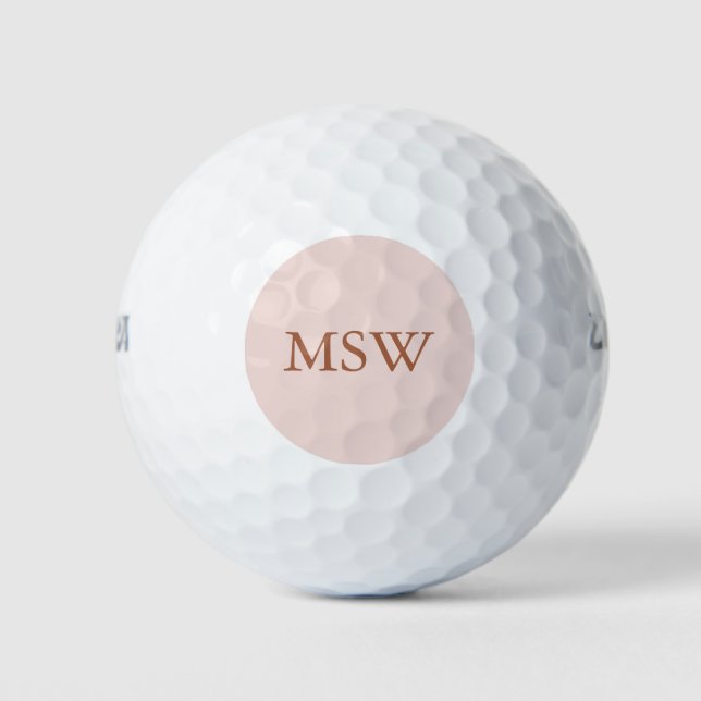 Elegant blush pink custom monogram initials chic golf balls (Front)