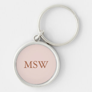 Elegant blush pink custom monogram initials chic key ring