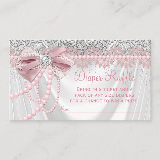 Elegant Blush Pink Diamond Pearl Diaper Raffle Enclosure Card (Creator Uploaded)
