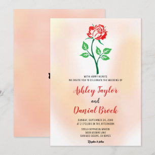 Elegant blush pink dusty rose boho floral Wedding  Invitation