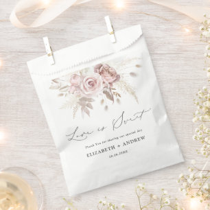 Elegant Blush Pink Dusty Rose Floral Wedding  Favour Bag