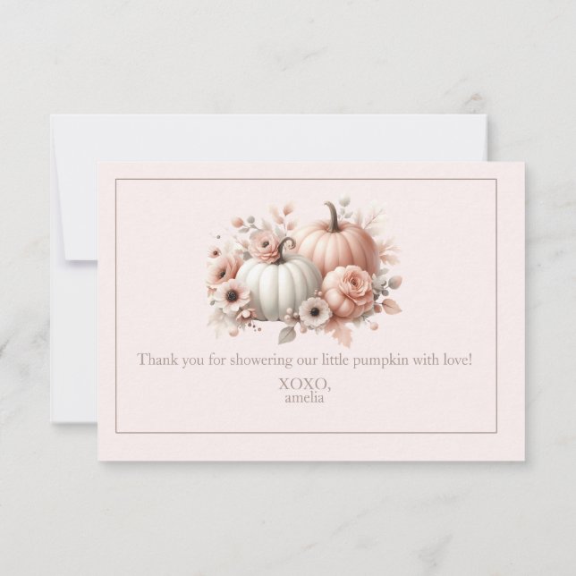 Elegant Blush Pink Fall Pumpkin Thank you (Back)