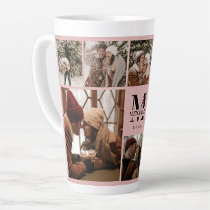 Elegant Blush Pink Family Photo Collage Keepsake Latte Mug