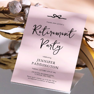 Elegant Blush Pink Feminine Retirement Party Invitation