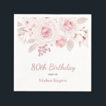 Elegant Blush Pink Floral 80th Birthday Party Napkin<br><div class="desc">Elegant Blush Pink Floral 80th Birthday Party Napkins

See matching collection in Niche and Nest Store</div>