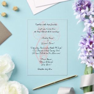 Elegant Blush Pink Floral Acrylic Wedding Invitations