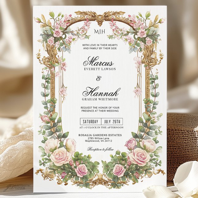 Elegant Blush Pink Floral and Eucalyptus Greenery  Invitation (Creator Uploaded)