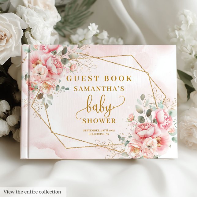 Elegant blush pink floral baby shower guest book (Elegant blush pink floral baby shower guest book)