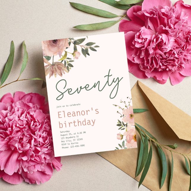Elegant Blush Pink Floral Birthday Invitation (Creator Uploaded)